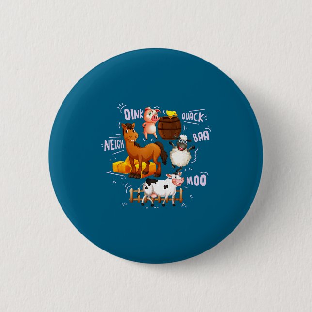 Funny Cute Farm Animals Sounds 2 Inch Round Button (Front)