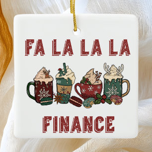 Funny Cute Festive Red and Green Christmas Finance Ceramic Ornament