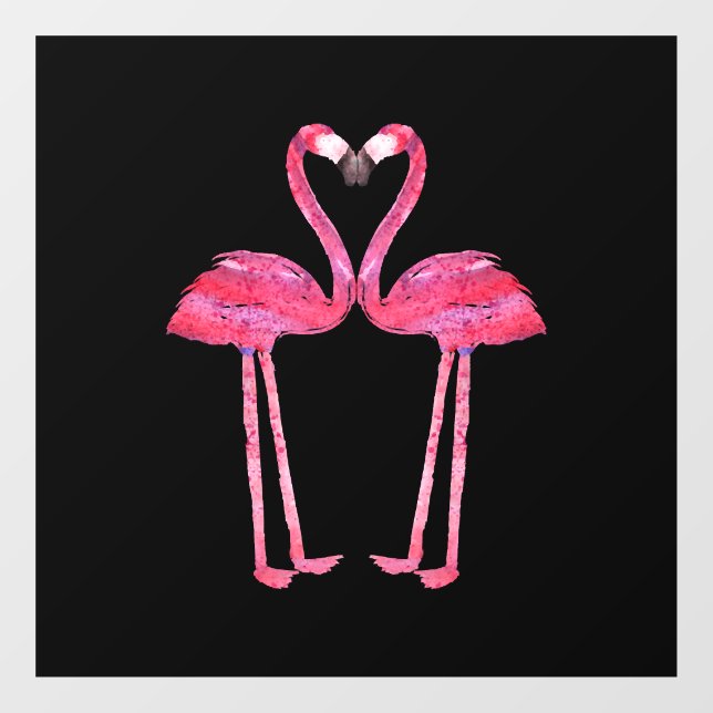 Funny Cute Flamingo Couple Love Heart Animal Window Cling (Sheet)