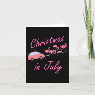 Funny Cute Flamingo Pink Camping Car Christmas In Card