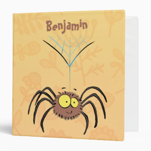 Funny cute fluffy spider cartoon binder