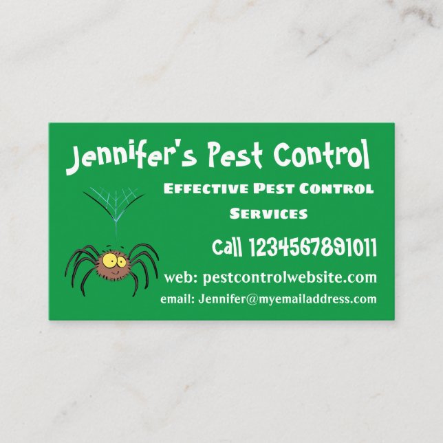 Funny cute fluffy spider cartoon business card (Front)
