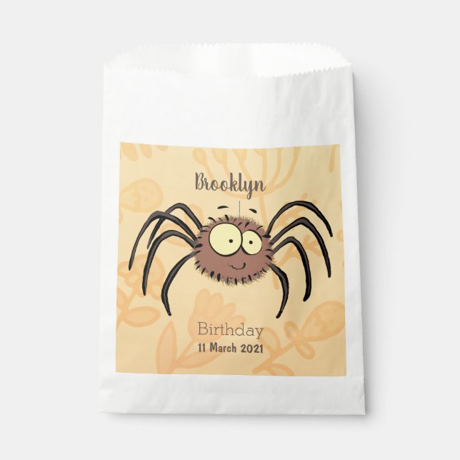 Funny cute fluffy spider cartoon favour bag (Front)