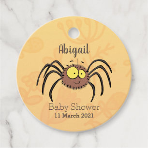 Funny cute fluffy spider cartoon favour tags