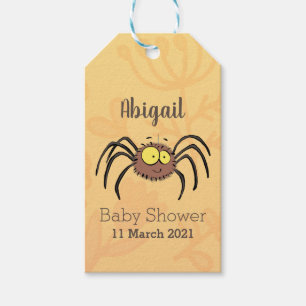 Funny cute fluffy spider cartoon  gift tags