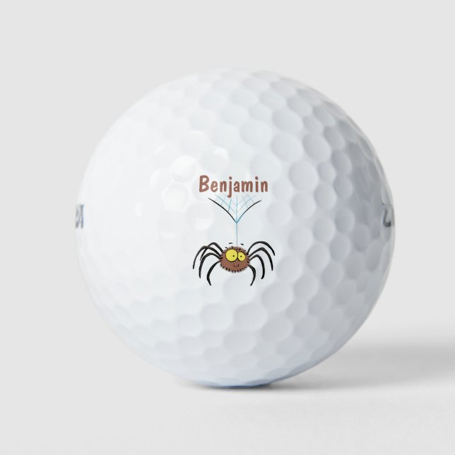 Funny cute fluffy spider cartoon golf balls (Front)