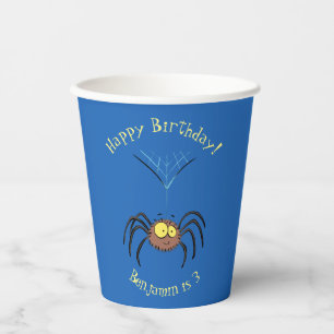 Funny cute fluffy spider cartoon  paper cups