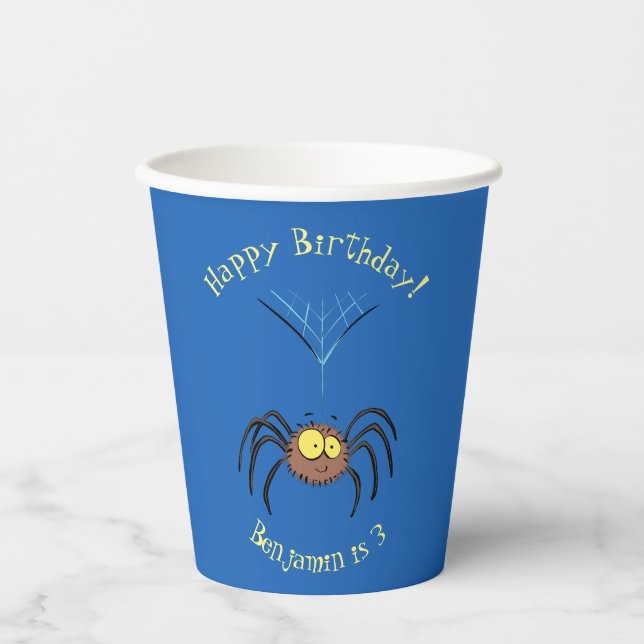 Funny cute fluffy spider cartoon  paper cups (Front)