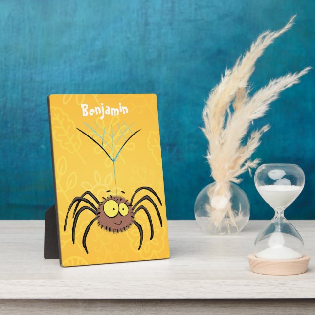 Funny cute fluffy spider cartoon plaque (Side)