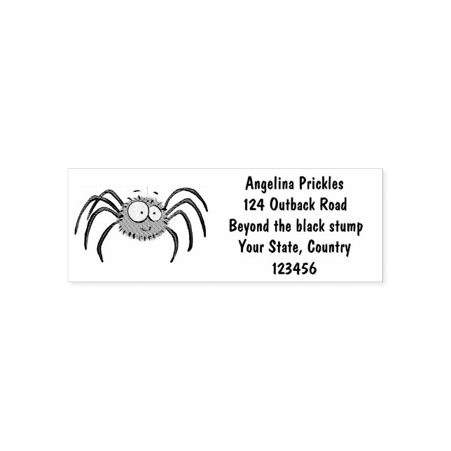 Funny cute fluffy spider cartoon self-inking stamp (Design)