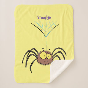 Funny cute fluffy spider cartoon sherpa blanket
