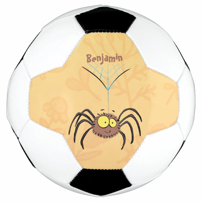 Funny cute fluffy spider cartoon soccer ball (Front)