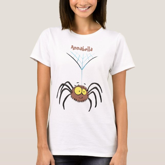 Funny cute fluffy spider cartoon T-Shirt (Front)
