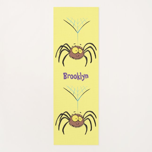Funny cute fluffy spider cartoon yoga mat (Front)