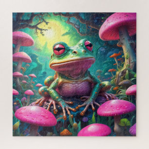Funny Cute Frog assis puzzle puzzle