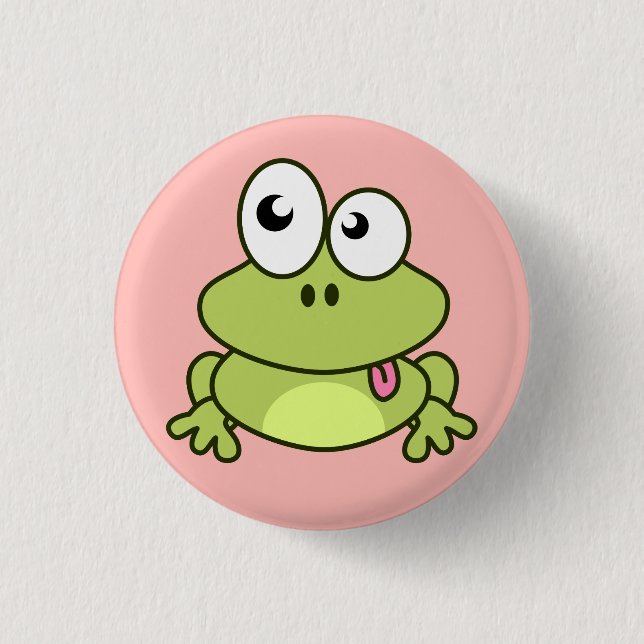 Funny cute frog cartoon 1 inch round button (Front)