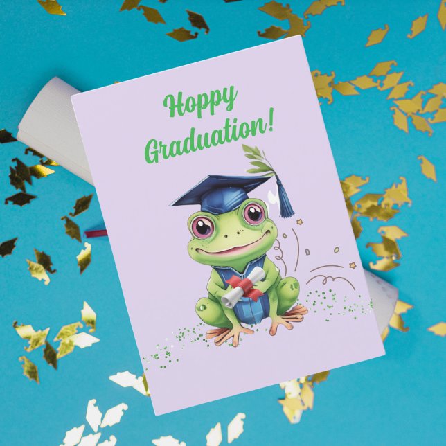 Funny Cute Frog Graduation Greeting Card (Creator Uploaded)
