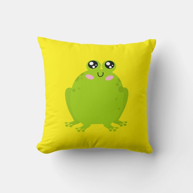 Funny Cute Frog Throw Pillow (Front)