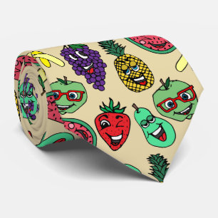 Funny Cute Fruit Illustrations Pattern Tie