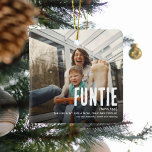 Funny Cute FUNTIE 2 Photo Auntie Christmas Ceramic Ornament<br><div class="desc">Fun Aunts are the BEST! Create this fabulous FUNTIE Christmas Ornament for a fun auntie this holiday season. Simply upload two pictures of your choice and customize the text.</div>