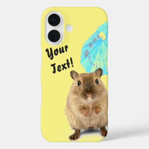 Funny Cute Gerbil Summer Holiday Yellow iPhone 16 Case