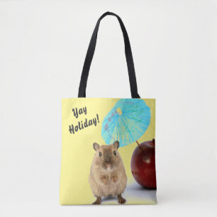 Funny Cute Gerbil Summer Holiday Yellow Tote Bag