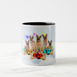Funny, Cute German Shepherd Dog Yappy Christmas Two-Tone Coffee Mug