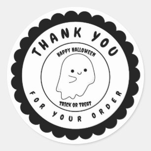 Funny Cute Ghost Halloween Thank You Customize Classic Round Sticker