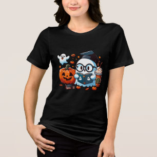 funny cute ghost ice Coffee Halloween costume DESI Tri-Blend Shirt