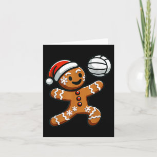 Funny Cute Gingerbread Man Volleyball Christmas Ki Card