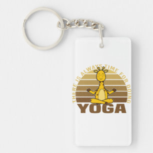 Funny cute giraffe doing yoga. funny yoga poses keychain