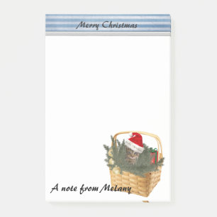 Funny cute girly Holiday Santa cat monogram Post-it Notes