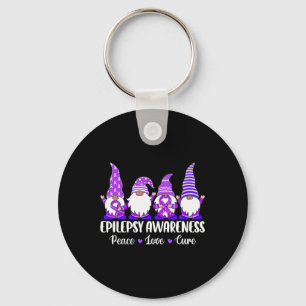 Funny cute Gnomes Peace hope love epilepsy Awarene Keychain