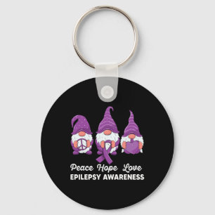 Funny Cute Gnomes Peace Hope Love Epilepsy Awarene Keychain