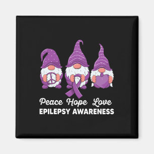 Funny Cute Gnomes Peace Hope Love Epilepsy Awarene Magnet