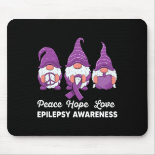 Funny Cute Gnomes Peace Hope Love Epilepsy Awarene Mouse Pad