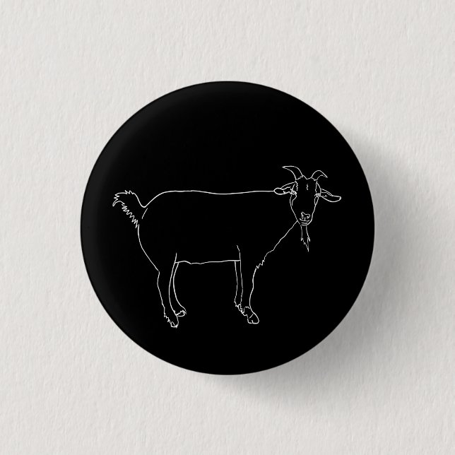 Funny Cute Goat Drawing Simple Quirky Animal Art 1 Inch Round Button (Front)