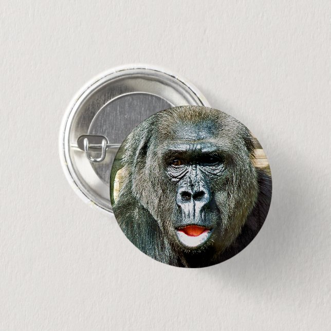 FUNNY CUTE GORILLA 1 INCH ROUND BUTTON (Front & Back)
