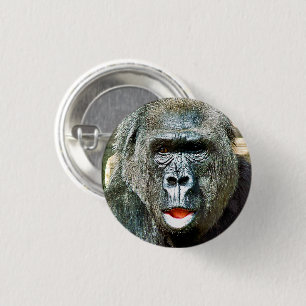 FUNNY CUTE GORILLA 1 INCH ROUND BUTTON