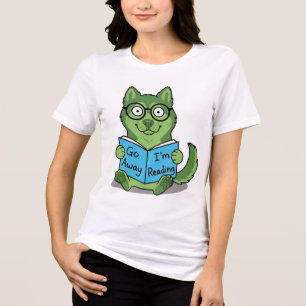 Funny Cute Green dog Go Away I'm Reading Tri-Blend Shirt