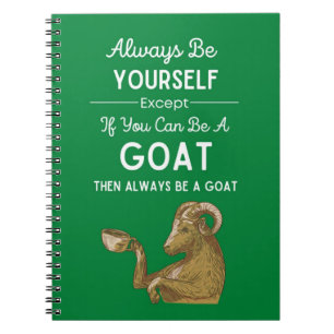 Funny Cute Green Goat Themed Gifts Animals Farmer  Notebook