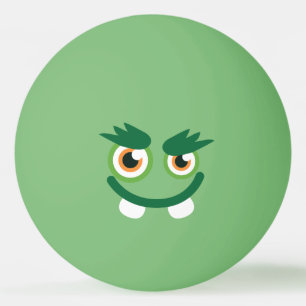 Funny  Cute Green Monster. Ping Pong Ball