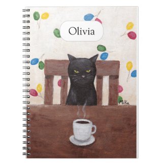 Funny Cute Grumpy Black Cat Coffee Custom name