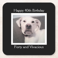 Funny Cute Grumpy White Dog 40th Birthday Black