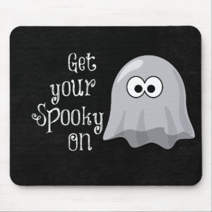 Funny, Cute Halloween Ghost; Get your Spooky On Mouse Pad