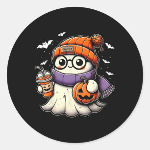 Funny Cute Halloween Ghost Pumpkin Ghost Halloween Classic Round Sticker