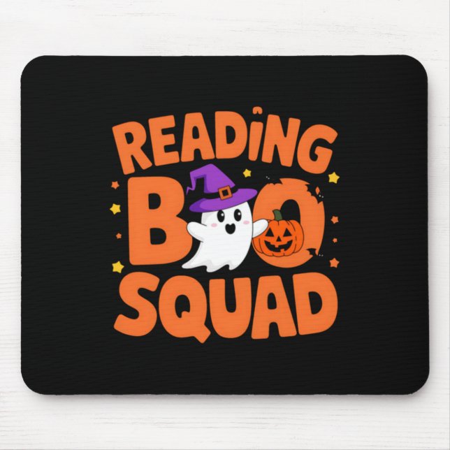 Funny Cute Halloween Reading Boo Squad Costume Mouse Pad (Front)