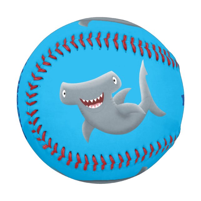Funny cute Hammerhead shark cartoon  Baseball (Front Left)