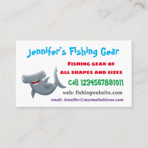 Funny cute Hammerhead shark cartoon Business Card