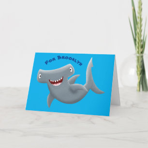 Funny cute Hammerhead shark cartoon Card
